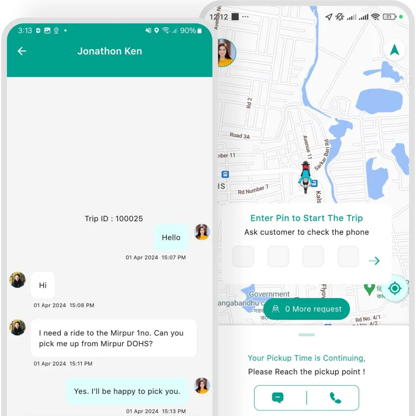 DriveMond Driver App Chat With User Features