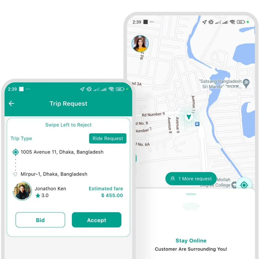 DriveMond Driver App Search & Ride Request Features