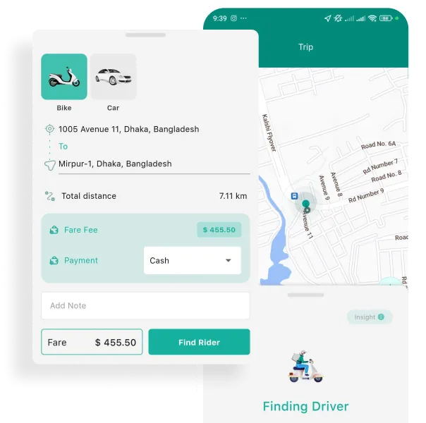 DriveMond User App Flexible & Quick Rider Finding Features