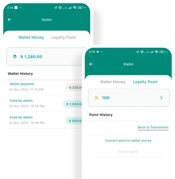 DriveMond User App Wallet & Loyality Point Features