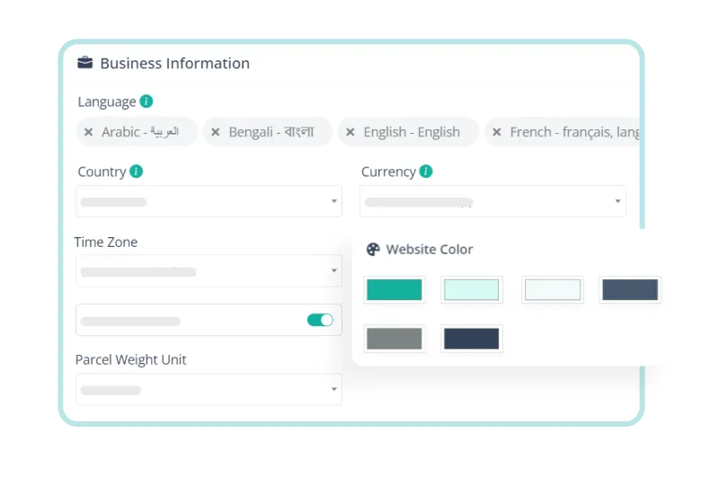 Admin Panel Setup Business Technical Settings Features