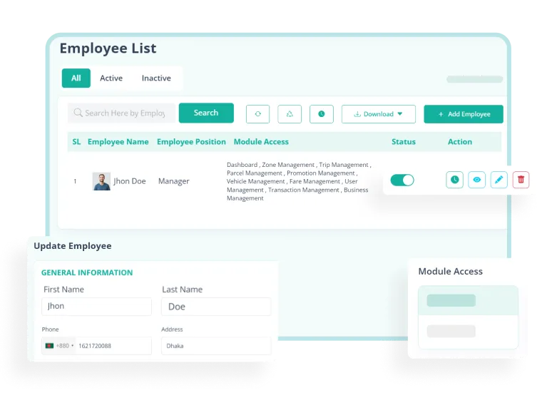 DriveMond Admin Panel Setup Employee Employee Management Feature