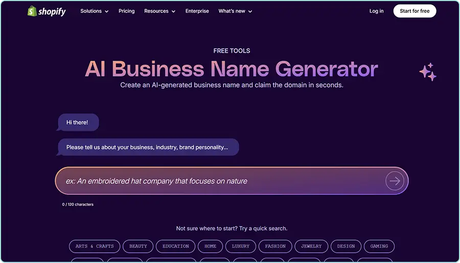 Shopify’s Business Name Generator