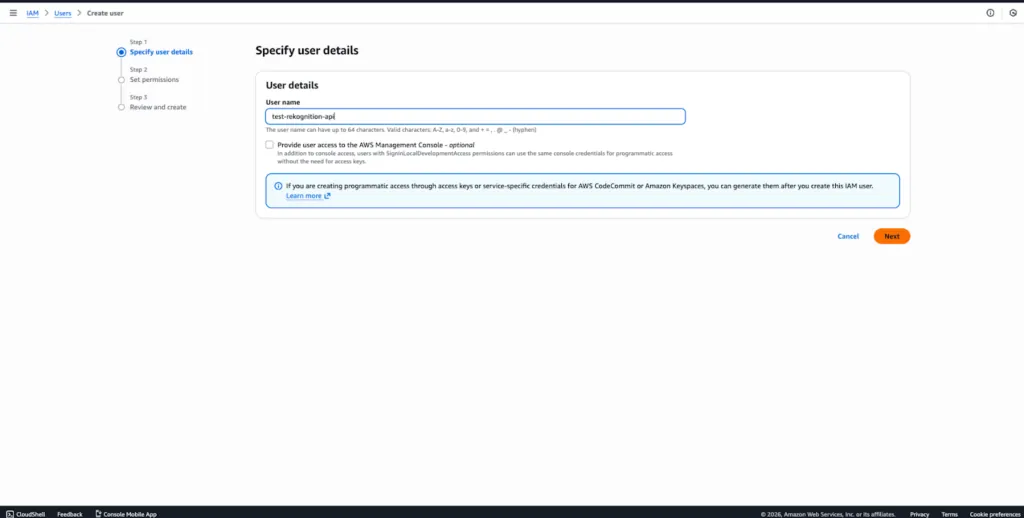 Create a New IAM User Step - 2